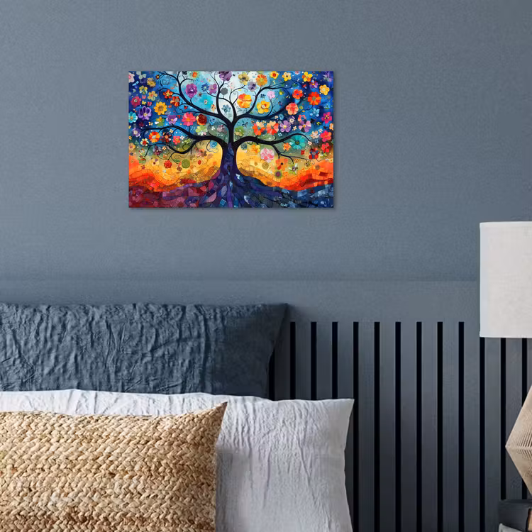 Kunst - Levensboom - Bloemen - Hippie poster papier klein -sfeer2
