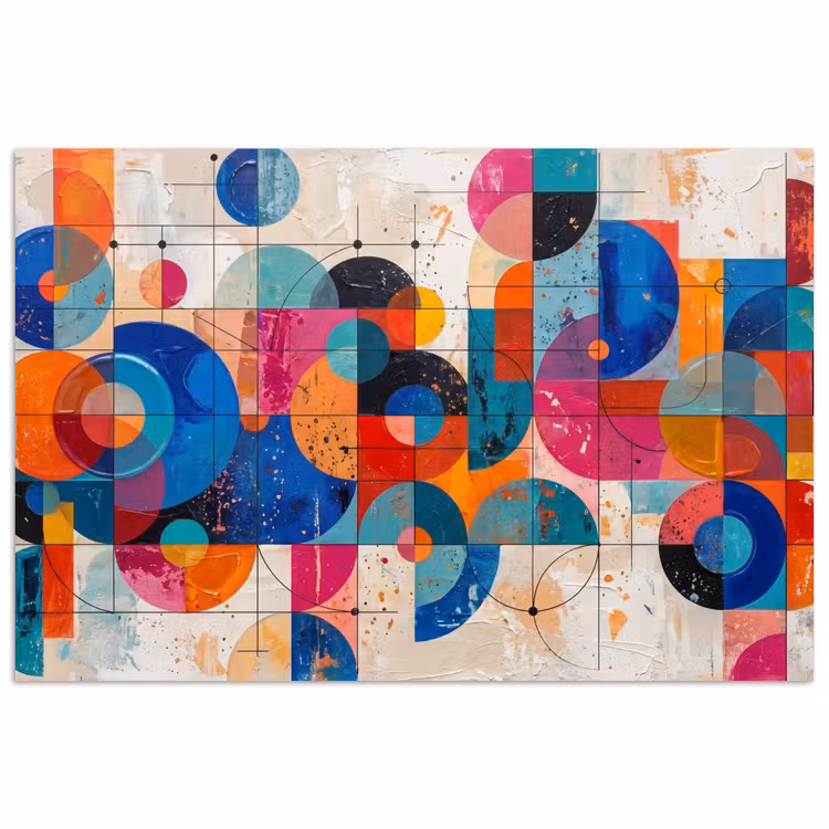 Kunst - Geometrisch - Abstract - Kleurrijk poster papier klein -3d