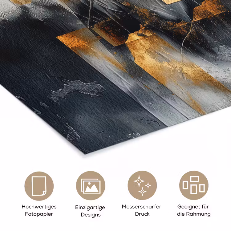Kunst - Goud - Zilver - Abstract poster papier klein -tcloseup_DE