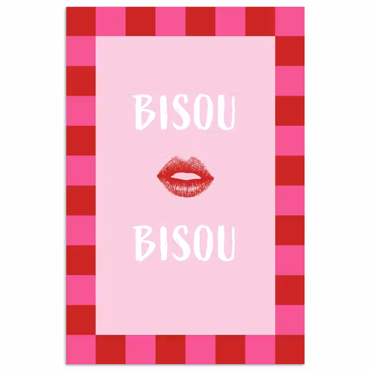 Kiss - Roze - Frans - Valentijn poster papier klein -3d