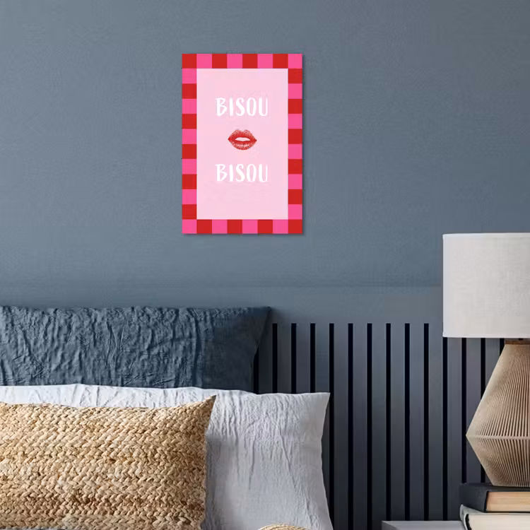 Kiss - Roze - Frans - Valentijn poster papier klein -sfeer2