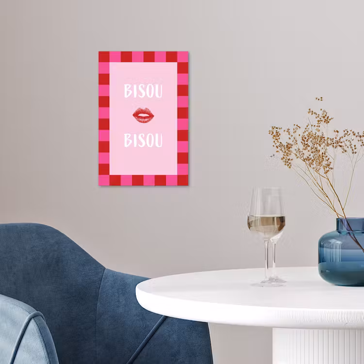 Kiss - Roze - Frans - Valentijn poster papier klein -sfeer3