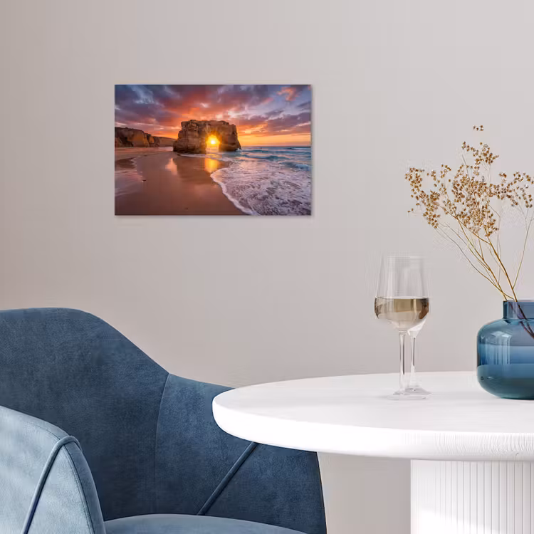 Kust - Rots - Zonsondergang - Zee - Natuur poster papier klein -sfeer3