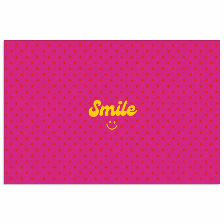 Smile - Stippen - Geel - Smiley - Roze poster papier klein -3d