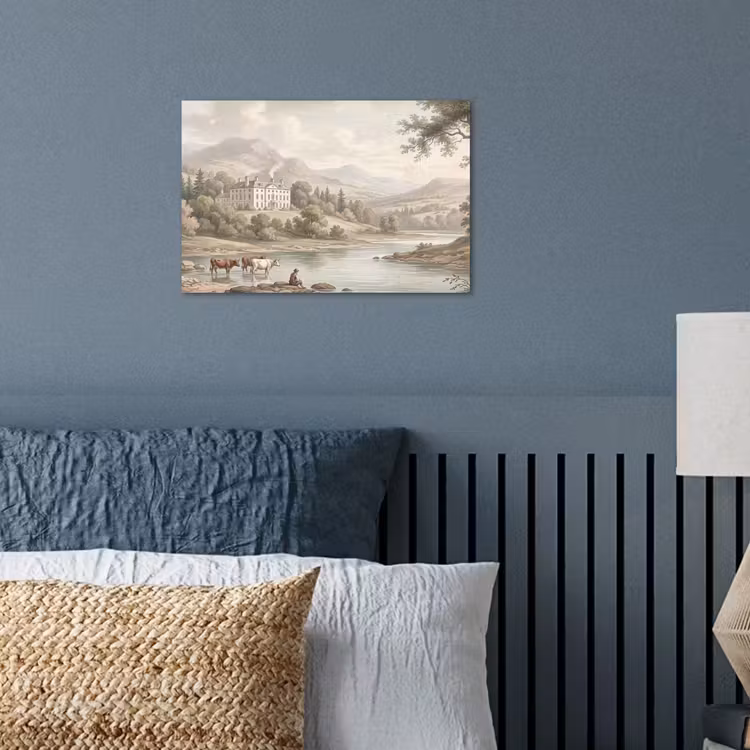 Landhuis - Rivier - Vee poster papier klein -sfeer2