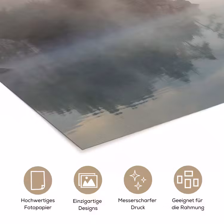 Landschap - Bergen - Mist - Water - Natuur poster papier klein -tcloseup_DE