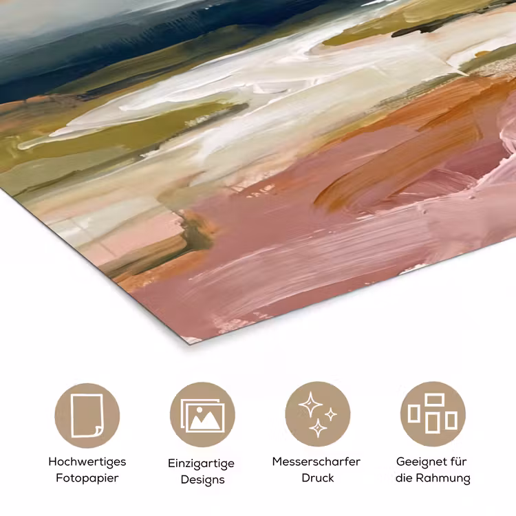 Landschap - Rivier - Abstract - Roze - Groen poster papier klein -tcloseup_DE
