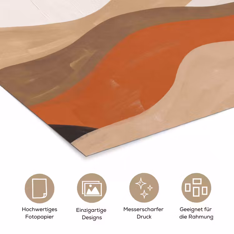 Landschap - Heuvels - Zon - Abstract - Oranje poster papier klein -tcloseup_DE