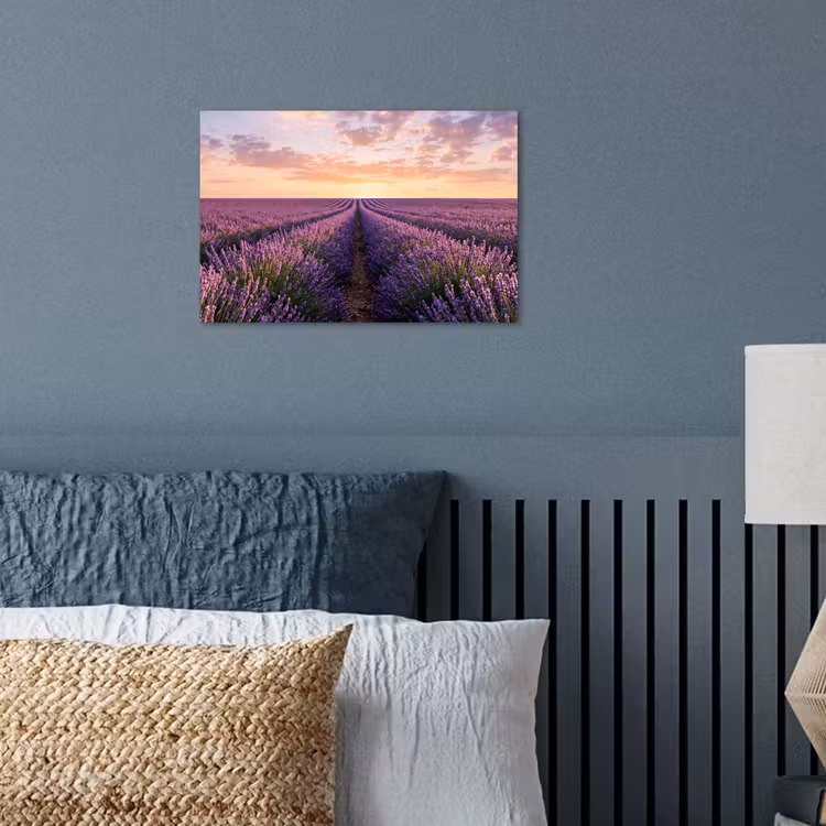 Landschap - Lavendelveld - Paars poster papier klein -sfeer2