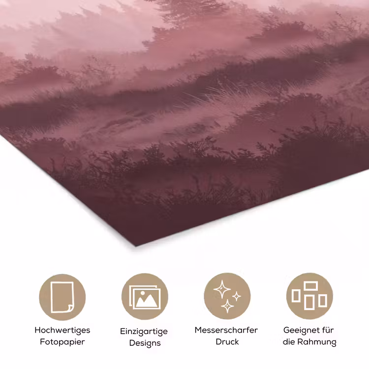 Landschap - Mistig - Roze poster papier klein -tcloseup_DE