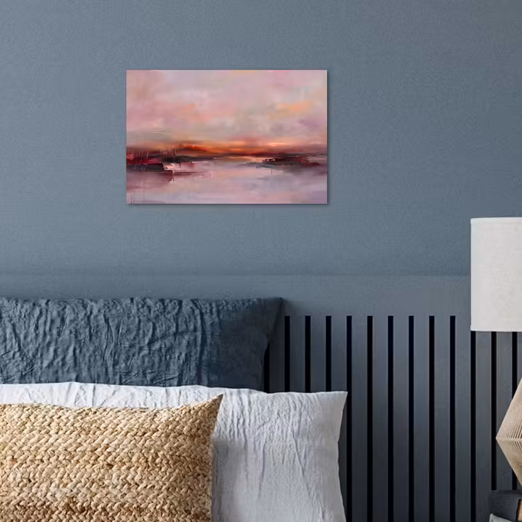 Landschap - Zonsondergang - Abstract - Modern - Roze poster papier klein -sfeer2