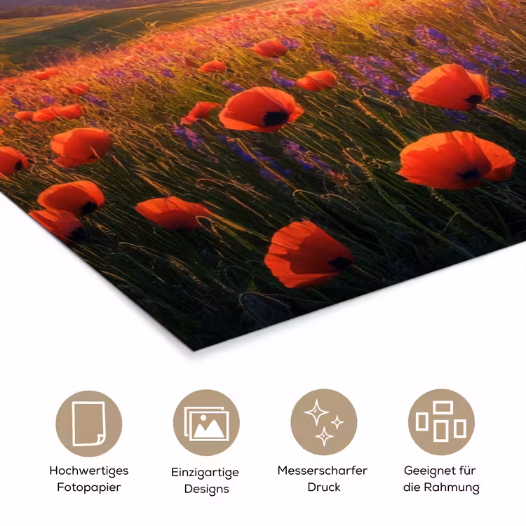 Landschap - Zonsondergang - Bloemenveld poster papier klein -tcloseup_DE