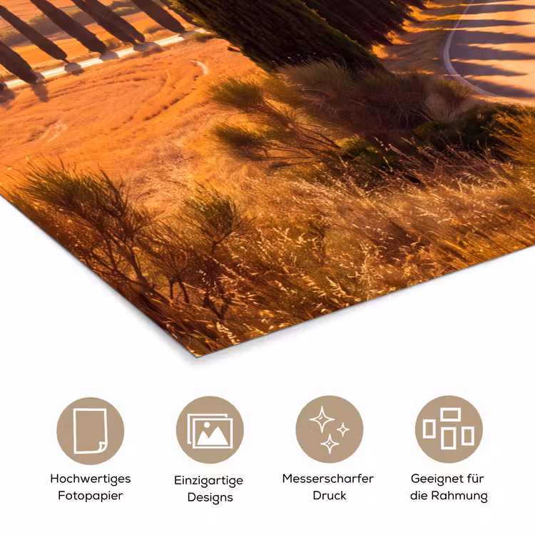Landschap - Weg - Bomen - Natuur - Goud poster papier klein -tcloseup_DE
