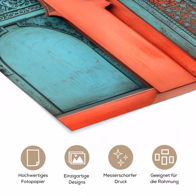 Lantaarn - Deur - Turquoise poster papier klein -tcloseup_DE