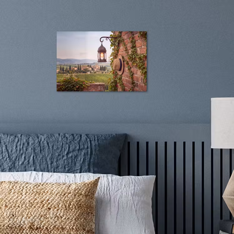 Lantaarn - Wijngaard - Landschap - Italiaans poster papier klein -sfeer2