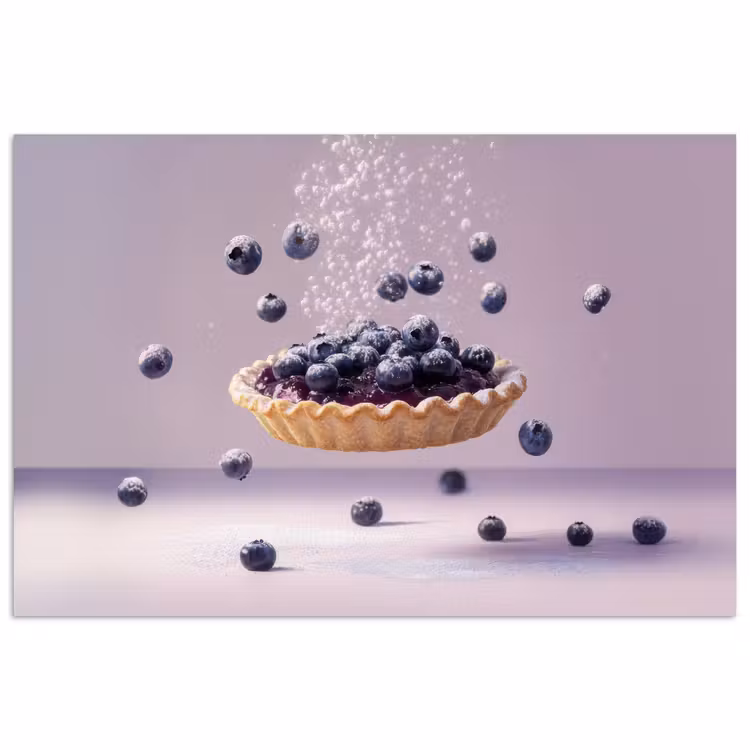 Eten - Taart - Bessen - Blauw poster papier klein -3d