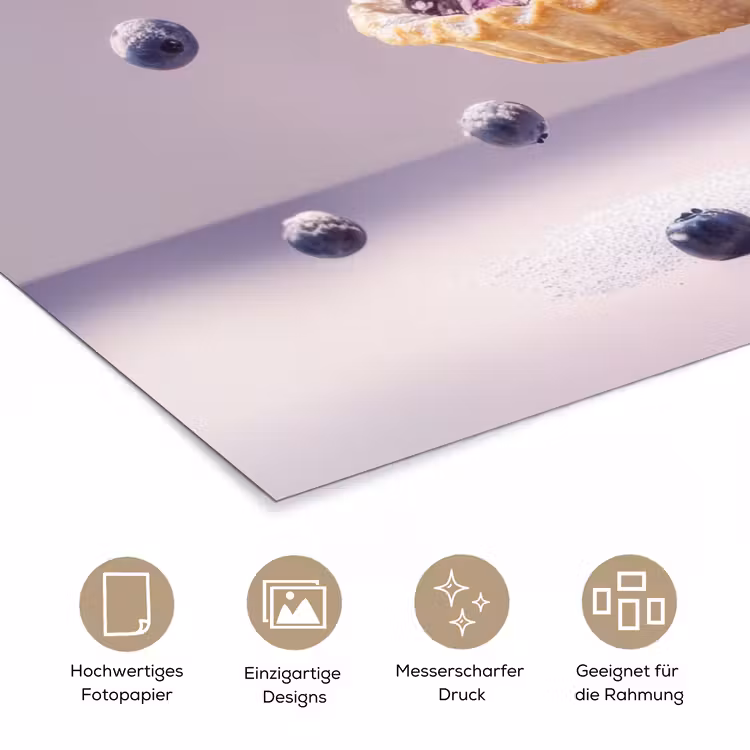 Eten - Taart - Bessen - Blauw poster papier klein -tcloseup_DE