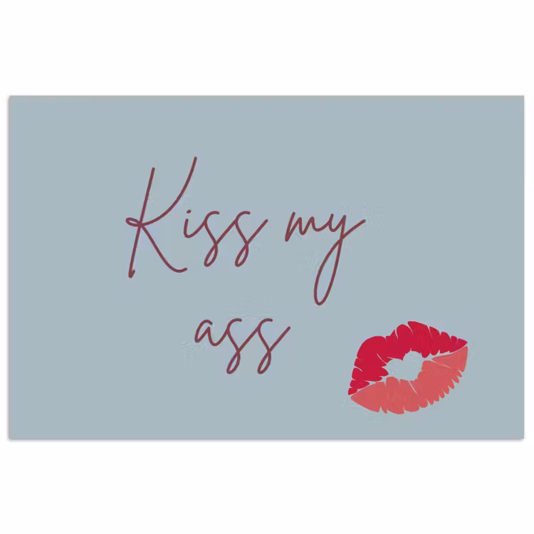 Kiss my ass - Lip - Blauw poster papier klein -3d