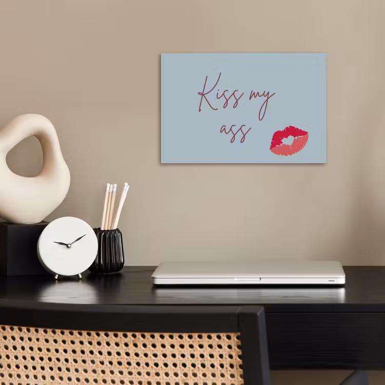 Kiss my ass - Lip - Blauw poster papier klein -sfeer1