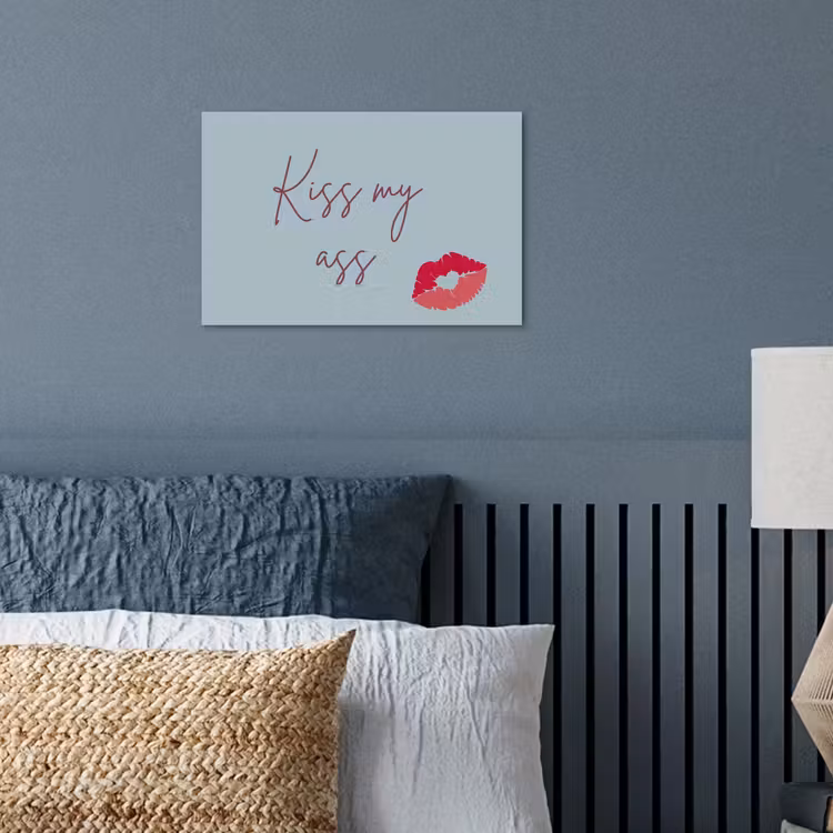 Kiss my ass - Lip - Blauw poster papier klein -sfeer2