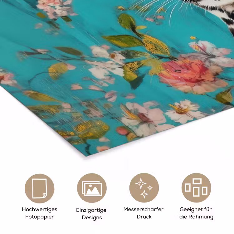 Luipaard - Bloemen - Kroon poster papier klein -tcloseup_DE