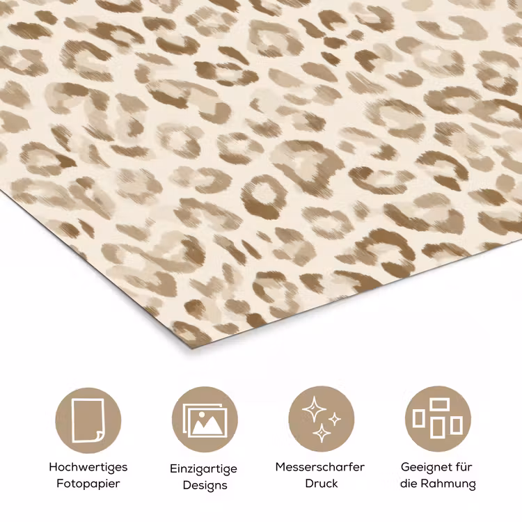 Luipaard - Klassiek - Beige poster papier klein 62 -tcloseup_DE