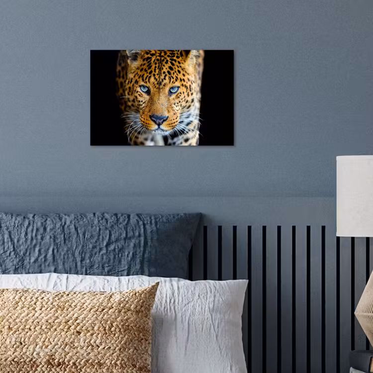 Luipaard - Dieren - Portret - Wilde dieren - Zwart poster papier klein -sfeer2