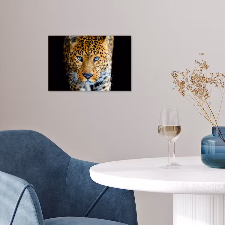 Luipaard - Dieren - Portret - Wilde dieren - Zwart poster papier klein -sfeer3