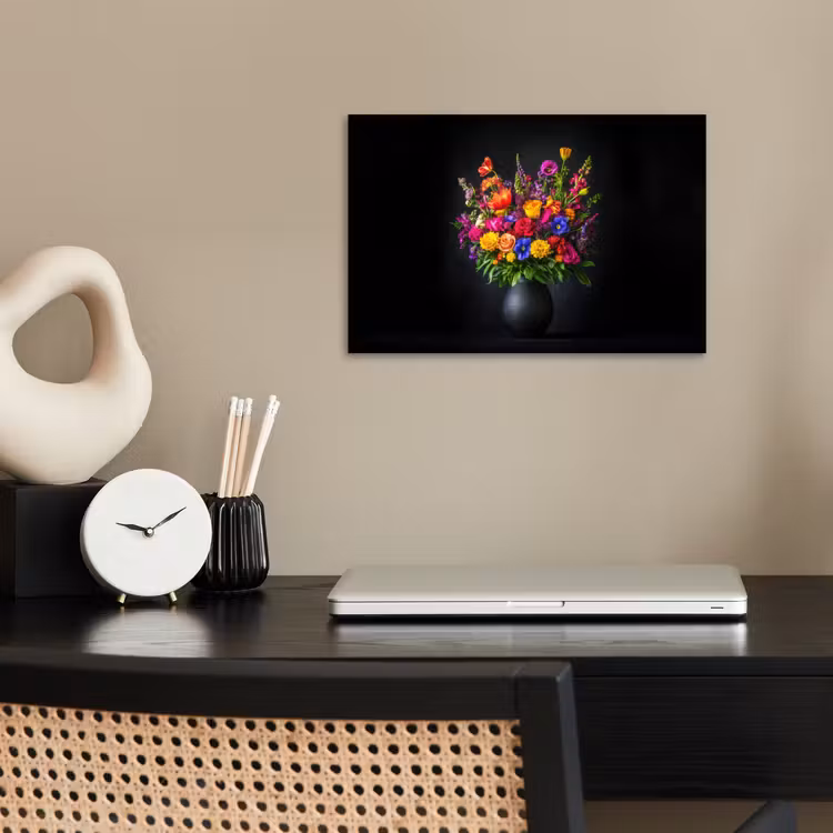 Felgekleurd - Bloemen - Vaas poster papier klein -sfeer1