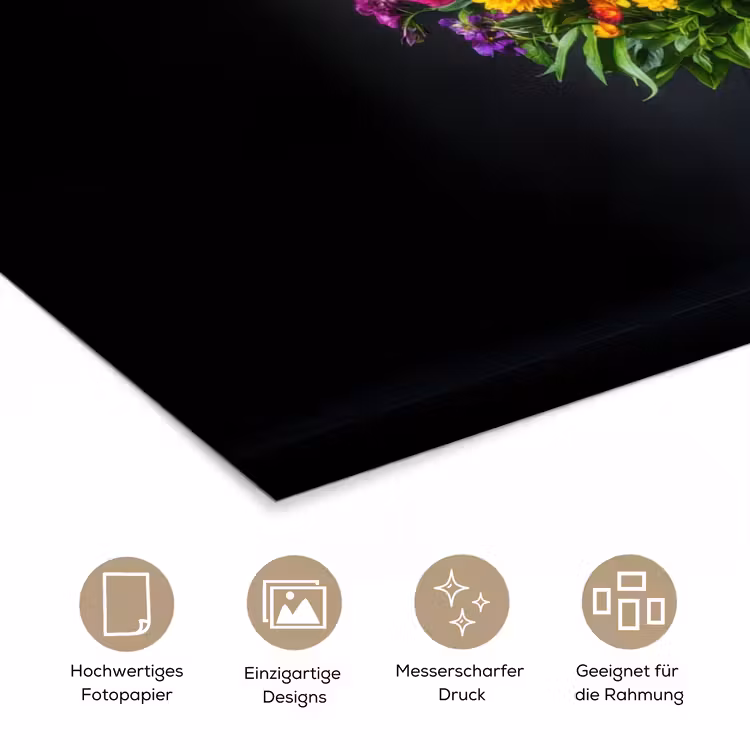 Felgekleurd - Bloemen - Vaas poster papier klein -tcloseup_DE