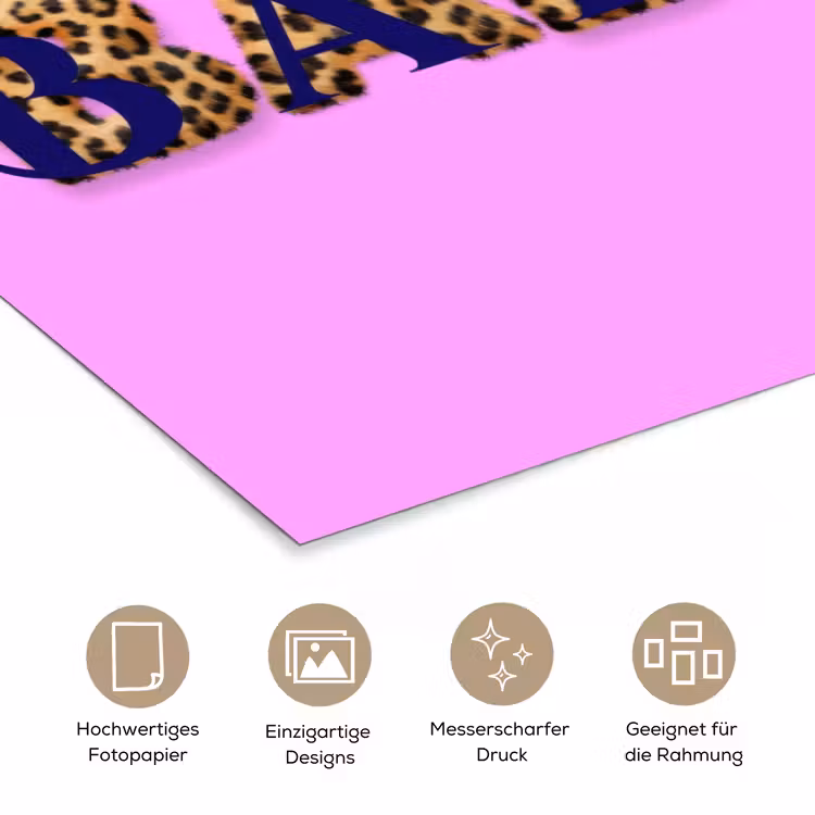Felroze - Badass - Panterprint - Schaduw poster papier klein -tcloseup_DE