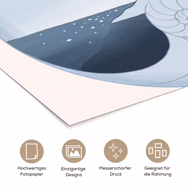Vuurtoren - Zee - Schelp - Abstract - Blauw poster papier klein -tcloseup_DE