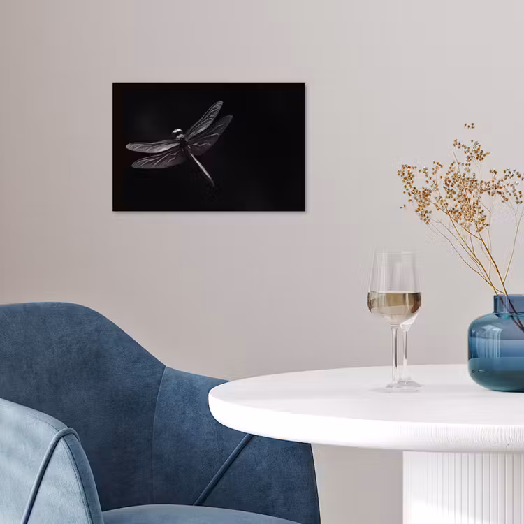 Libelle - Dieren - Zwart - Insect poster papier klein -sfeer3