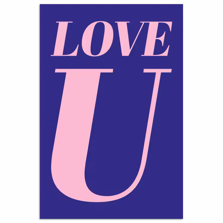 Love - Blauw - Valentijn poster papier klein -3d