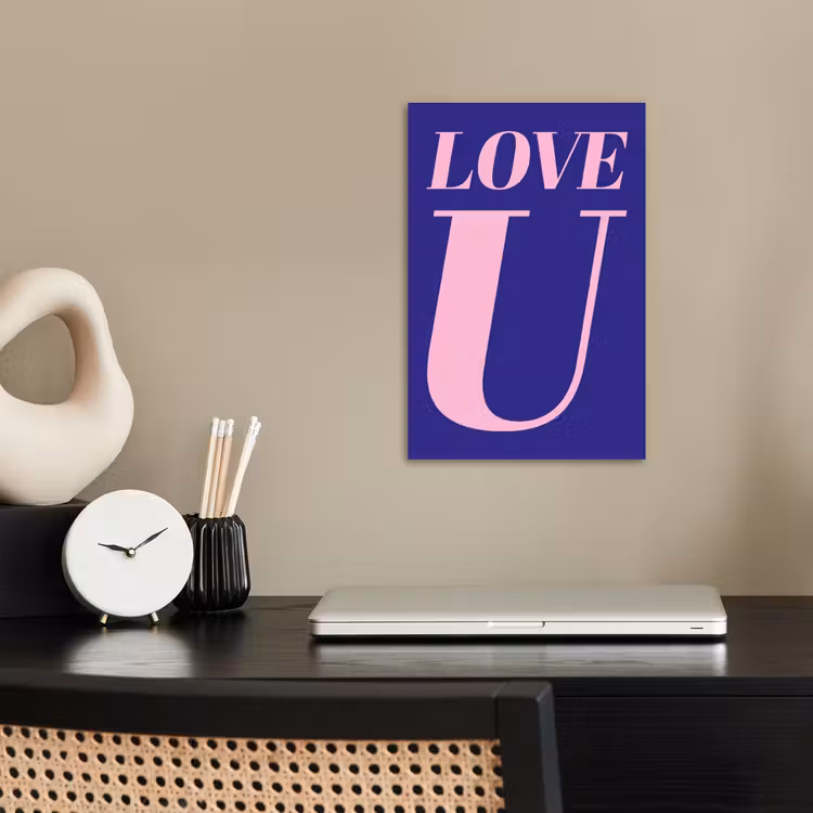 Love - Blauw - Valentijn poster papier klein -sfeer1