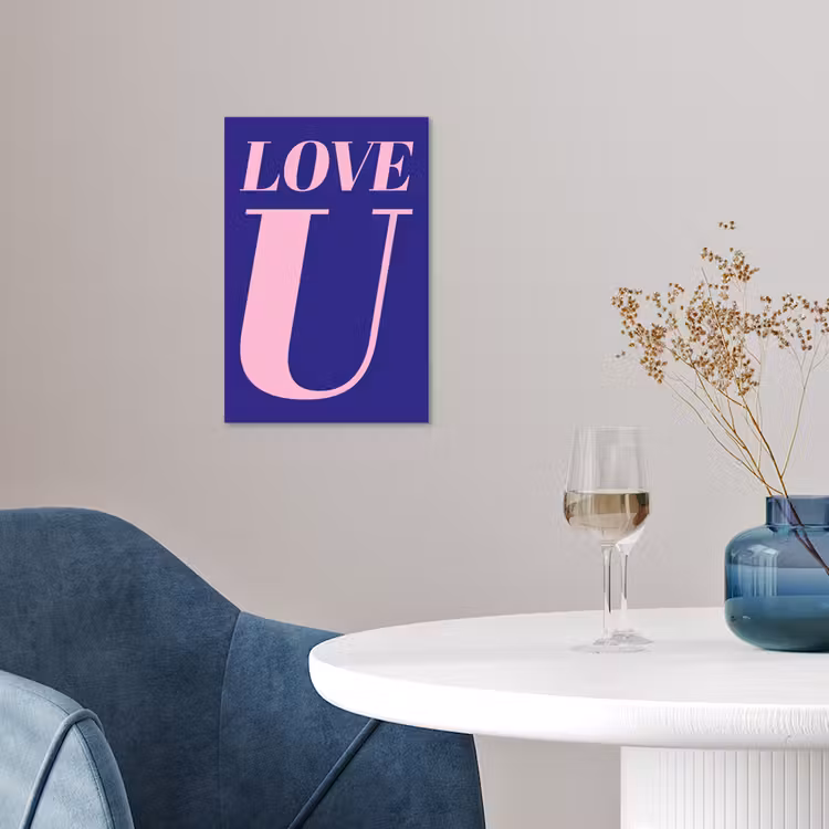 Love - Blauw - Valentijn poster papier klein -sfeer3