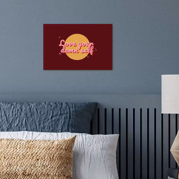 love your damn self - Cirkel - Glitter - Rood poster papier klein -sfeer2