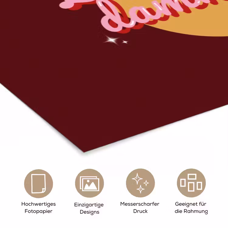 love your damn self - Cirkel - Glitter - Rood poster papier klein -tcloseup_DE