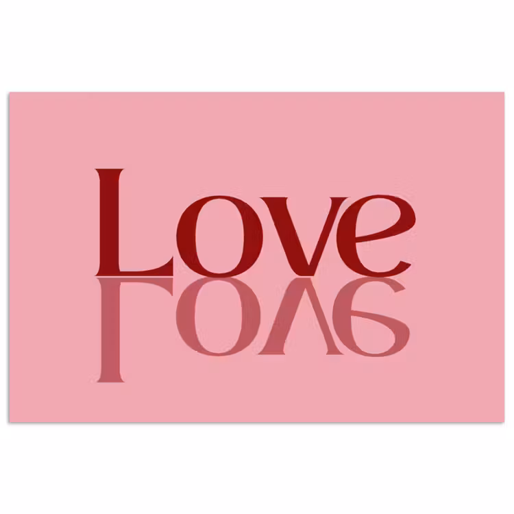Love - Roze - Spiegeling poster papier klein -3d
