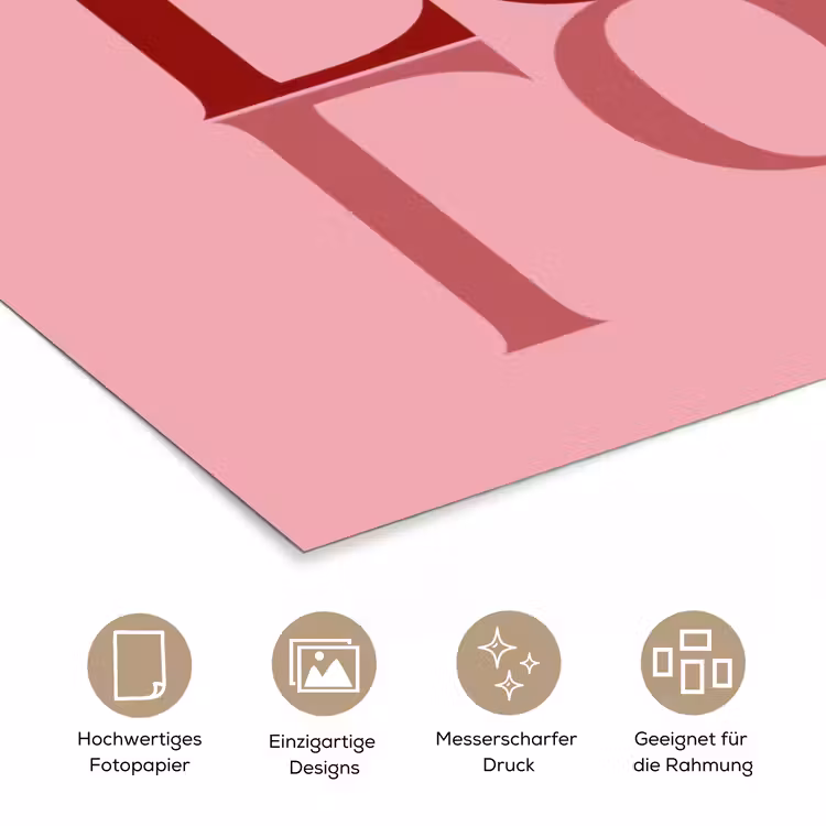 Love - Roze - Spiegeling poster papier klein -tcloseup_DE