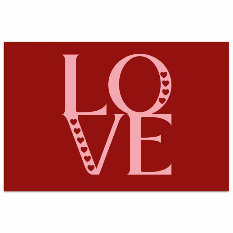 Love - Rood - Hatjes poster papier klein -3d