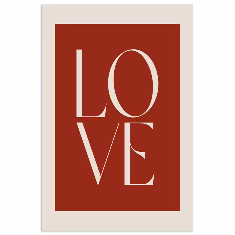 Love - Rood - Minimalistisch poster papier klein -3d