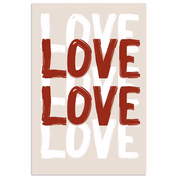 Love - Rood - Tekst poster papier klein -3d