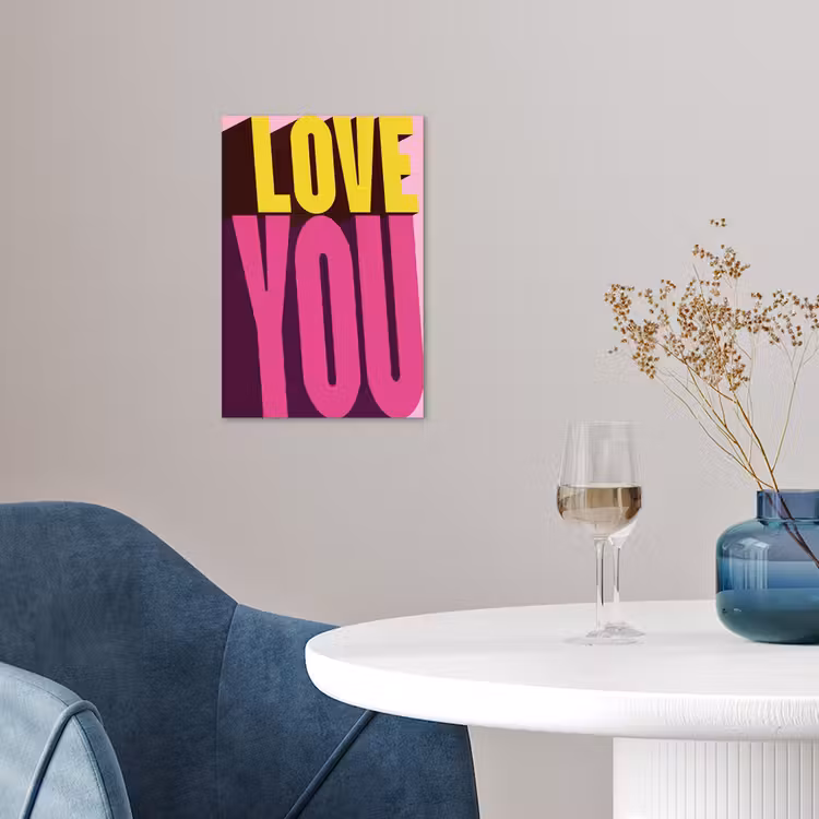 Love - Tekst - Roze - Valentijn poster papier klein -sfeer3