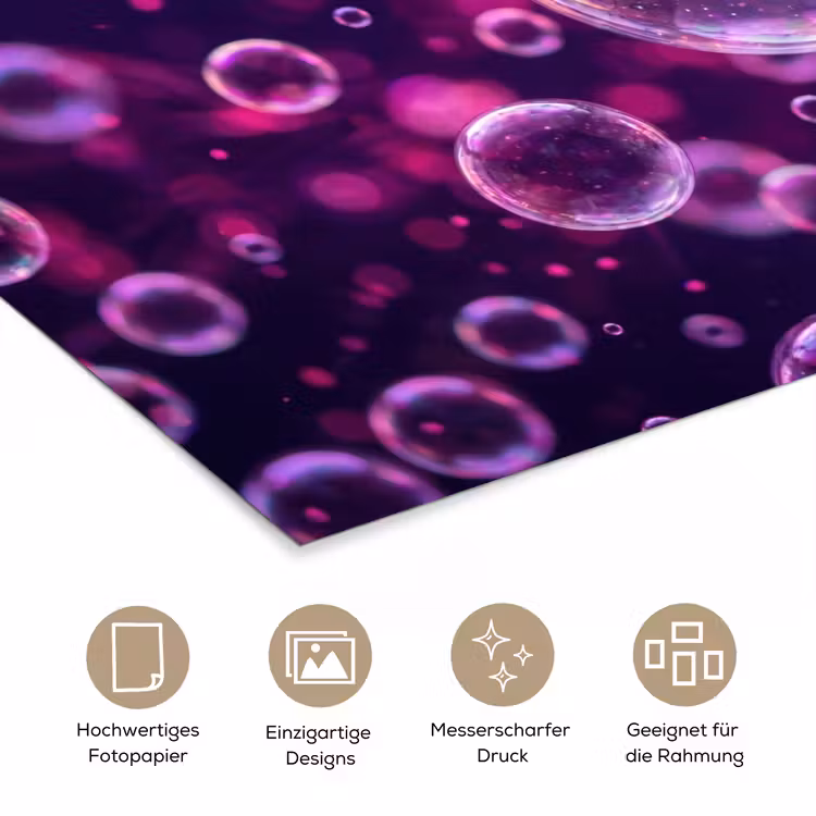 Paars - Bubbels - Schuim poster papier klein -tcloseup_DE