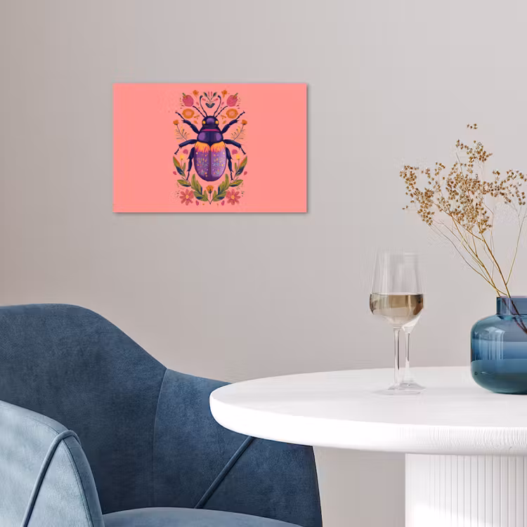 Paars - Kever - Stipjes - Bloemen poster papier klein -sfeer3