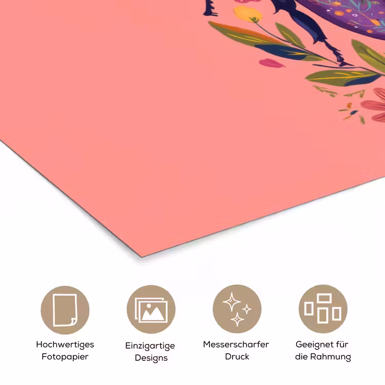Paars - Kever - Stipjes - Bloemen poster papier klein -tcloseup_DE
