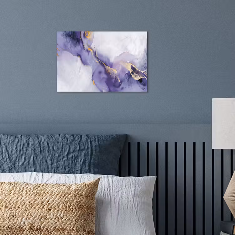 Paars - Modern - Marmer - Abstract poster papier klein -sfeer2
