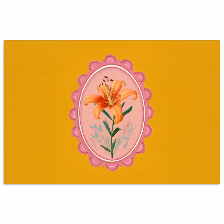 Lelie - Oranje - Lijst - Ovaal poster papier klein -3d