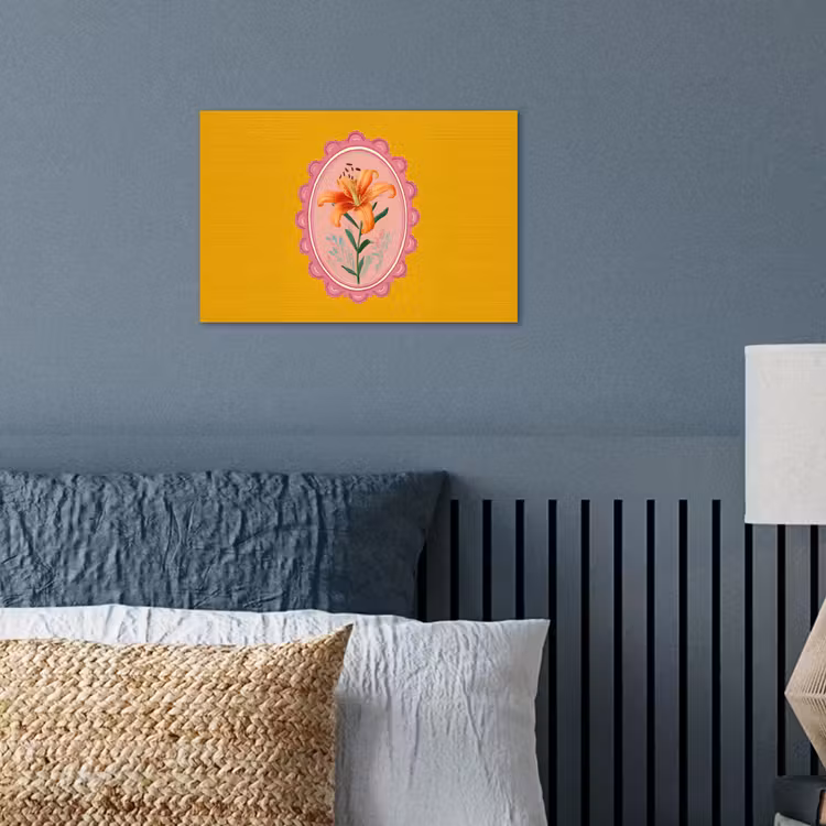 Lelie - Oranje - Lijst - Ovaal poster papier klein -sfeer2